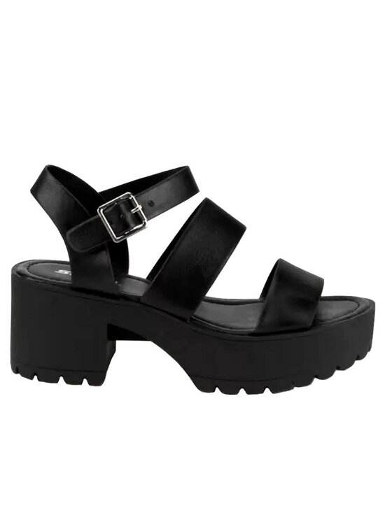Shoes - New Black Band Platform Chunky Lug Heel Sandals